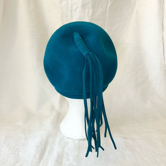 Vintage Fur Felt Hat in Teal Blue Green Colour - Picture 2 of 14